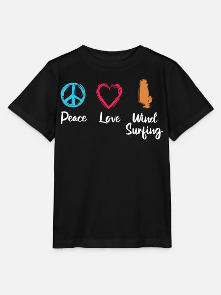 Frieden Liebe Windsurfen - Stanley/Stella Kinder T-Shirt MINI CREATOR  - Schwarz