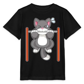 Cat Bodybuilder Pull-ups Bodybuilding - Stanley/Stella MINI CREATOR Kids’ T-Shirt - black - Front - Mikhail (115cm)