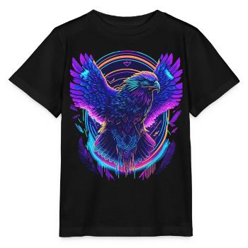 Fliegender Adler Synthwave - Stanley/Stella Kinder T-Shirt MINI CREATOR  - Schwarz - Vorne - Mikhail (115cm)