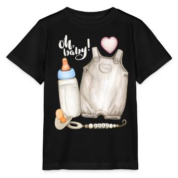 Strampelhose, Nuckelflasche für das Baby, Spruch - Stanley/Stella Kinder T-Shirt MINI CREATOR  - Schwarz - Vorne - Mikhail (115cm)