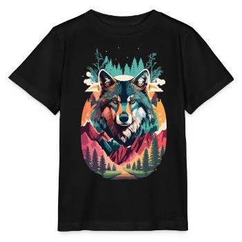 Wolfsgeist in der Wildnis - Stanley/Stella Kinder T-Shirt MINI CREATOR  - Schwarz - Vorne - Mikhail (115cm)