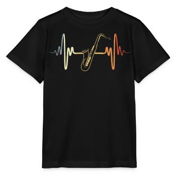 Battement de cœur de saxophone vintage - T-shirt bio MINI CREATOR Stanley/Stella Enfant - noir - Devant - Mikhail (115cm)