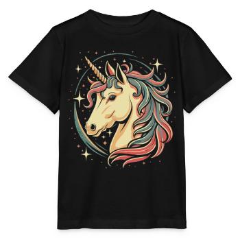 Unicorn in the starry sky: comic book design - Stanley/Stella MINI CREATOR Kids’ T-Shirt - black - Front - Mikhail (115cm)