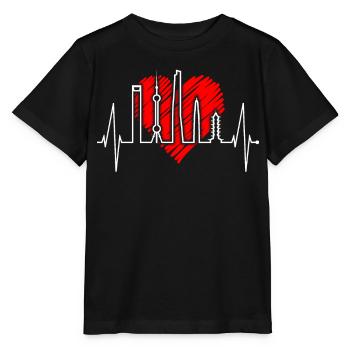 Shanghai Skyline Heartbeat Chine J’aime Shanghai - T-shirt bio MINI CREATOR Stanley/Stella Enfant - noir - Devant - Mikhail (115cm)