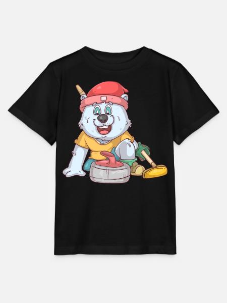 Curling Eisbär - Stanley/Stella Kinder T-Shirt MINI CREATOR - Schwarz