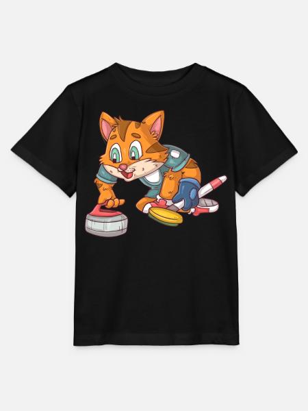 Curling Katze - Stanley/Stella Kinder T-Shirt MINI CREATOR - Schwarz