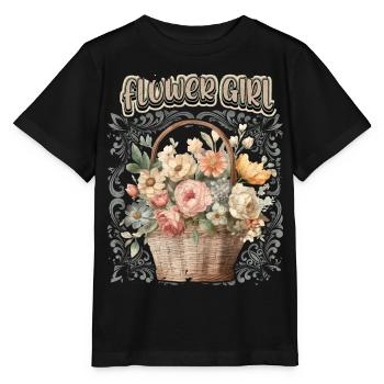Demoiselle d’honneur, Vintage Scrapbook, Motif Floral - T-shirt bio MINI CREATOR Stanley/Stella Enfant - noir - Devant - Mikhail (115cm)