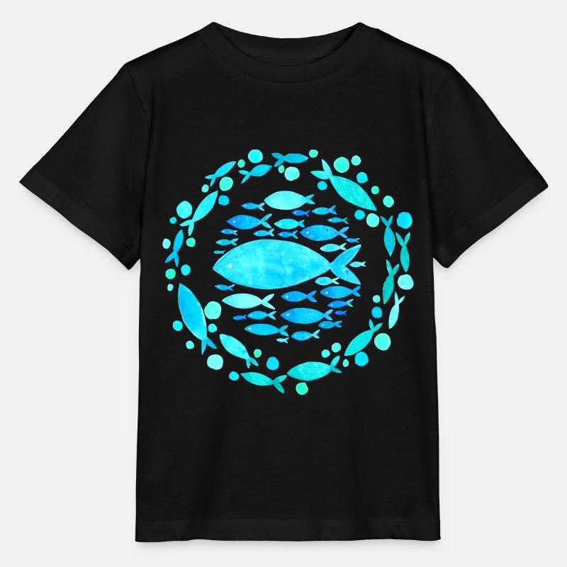Conception de poisson, Mandala avec des poissons, Style esthétique - T-shirt bio MINI CREATOR Stanley/Stella Enfant - noir
