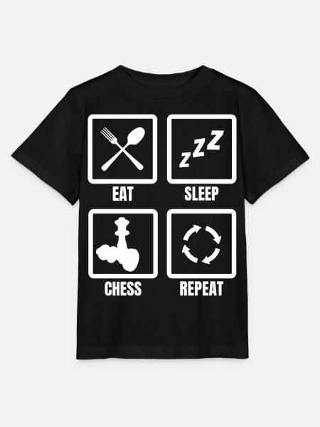 Eating, sleeping, chess, repeating - Stanley/Stella MINI CREATOR Kids’ T-Shirt - black