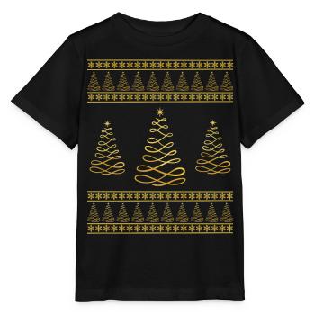Christmas Tree Snowflake Christmas Atmosphere - Stanley/Stella MINI CREATOR Kids’ T-Shirt - black - Front - Mikhail (115cm)