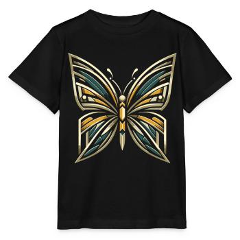 Vintage Wings: Butterfly in Art Deco Style - Stanley/Stella MINI CREATOR Kids’ T-Shirt - black - Front - Mikhail (115cm)