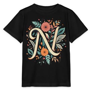 N typography floral - Stanley/Stella MINI CREATOR Kids’ T-Shirt - black - Front - Mikhail (115cm)