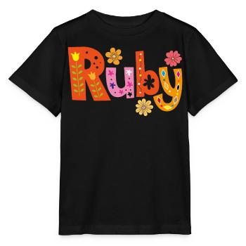 Nom de rubis personnalisé - T-shirt bio MINI CREATOR Stanley/Stella Enfant - noir - Devant - Mikhail (115cm)
