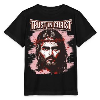 Jesus Christus mit Dornenkrone christlicher Spruch - Stanley/Stella Kinder T-Shirt MINI CREATOR  - Schwarz - Vorne - Mikhail (115cm)