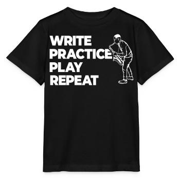 Writing, practicing, playing, repeating - Stanley/Stella MINI CREATOR Kids’ T-Shirt - black - Front - Mikhail (115cm)