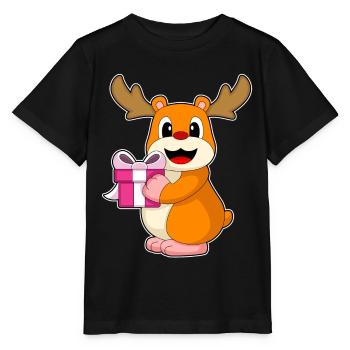 Hamster Christmas Package - Stanley/Stella MINI CREATOR Kids’ T-Shirt - black - Front - Mikhail (115cm)