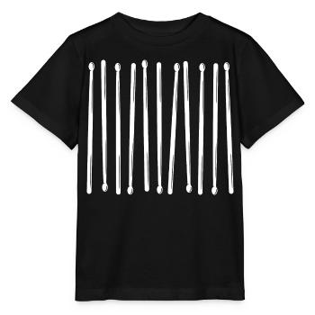 Motif vertical des baguettes de batterie - T-shirt bio MINI CREATOR Stanley/Stella Enfant - noir - Devant - Mikhail (115cm)
