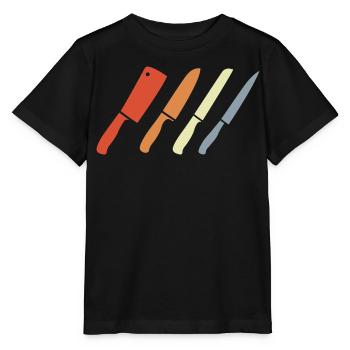 Retro Messer Set - Stanley/Stella Kinder T-Shirt MINI CREATOR  - Schwarz - Vorne - Mikhail (115cm)