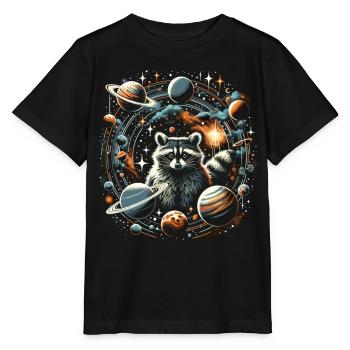 Raccoon in Space: Planetary Explorers - Stanley/Stella MINI CREATOR Kids’ T-Shirt - black - Front - Mikhail (115cm)