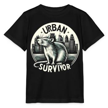 Ratte in der Metropole: Urbane Wildnis - Stanley/Stella Kinder T-Shirt MINI CREATOR  - Schwarz - Vorne - Mikhail (115cm)