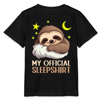 Mode veille : paresseux câlin avec oreiller - T-shirt bio MINI CREATOR Stanley/Stella Enfant - noir - Devant - Mikhail (115cm)