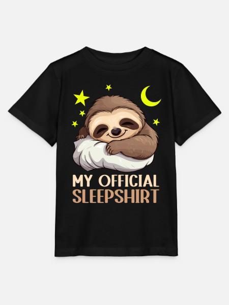 Slaapmodus: Knuffelige luiaard met kussen - Stanley/Stella Kinder-T-shirt MINI CREATOR  - zwart