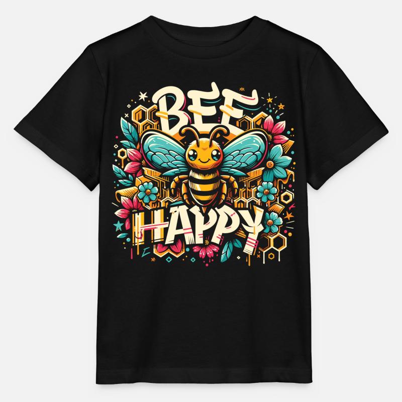 Fleurs et nids d’abeilles : Design d’abeille créatif - T-shirt bio MINI CREATOR Stanley/Stella Enfant - noir