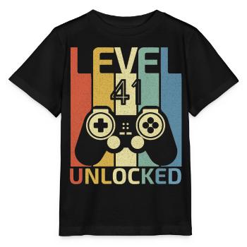 Level 41 freigeschaltet Lustiger Videospieler 41. Geburtstag - Stanley/Stella Kinder T-Shirt MINI CREATOR  - Schwarz - Vorne - Mikhail (115cm)