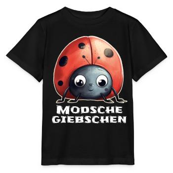 Modschegiebchen Marienkäfer Sächsisch Geschenk - Stanley/Stella Kinder T-Shirt MINI CREATOR  - Schwarz - Vorne - Mikhail (115cm)