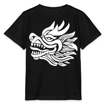 Tête de dragon chinois (blanc) - T-shirt bio MINI CREATOR Stanley/Stella Enfant - noir - Devant - Mikhail (115cm)