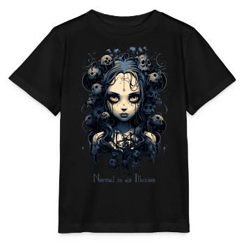 Gothic Girl Spruch Normal is an Illusion - Stanley/Stella Kinder T-Shirt MINI CREATOR  - Schwarz - Vorne - Mikhail (115cm)
