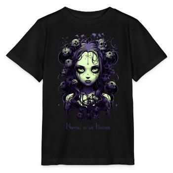 Gothic Girl Spruch Normal is an Illusion - Stanley/Stella Kinder T-Shirt MINI CREATOR  - Schwarz - Vorne - Mikhail (115cm)