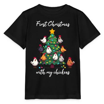 Noël avec des poules poulailler propriétaire de poulailler - T-shirt bio MINI CREATOR Stanley/Stella Enfant - noir - Devant - Mikhail (115cm)