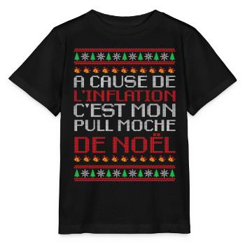 Pull Moche De Noël Humour Cadeau Famille Inflation - T-shirt bio MINI CREATOR Stanley/Stella Enfant - noir - Devant - Mikhail (115cm)