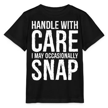 Handle with care funny shirt - Stanley/Stella MINI CREATOR Kids’ T-Shirt - black - Front - Mikhail (115cm)