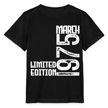 March 1975 Anniversary Gift. March 1975. March - Stanley/Stella MINI CREATOR Kids’ T-Shirt - black - Front - Mikhail (115cm)