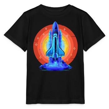 NAVETTE SPATIALE BLEUE RETRO VINTAGE - T-shirt bio MINI CREATOR Stanley/Stella Enfant - noir - Devant - Mikhail (115cm)