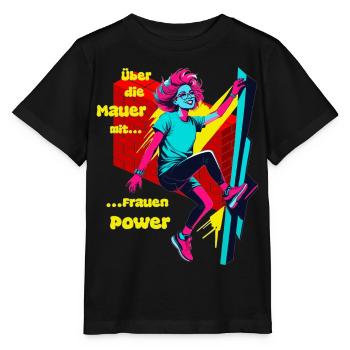 Über die Mauer mit Frauen Power - Stanley/Stella Kinder T-Shirt MINI CREATOR  - Schwarz - Vorne - Mikhail (115cm)