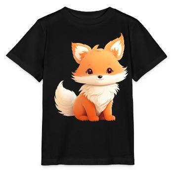 Cute Fox Illustration - Stanley/Stella MINI CREATOR Kids’ T-Shirt - black - Front - Mikhail (115cm)