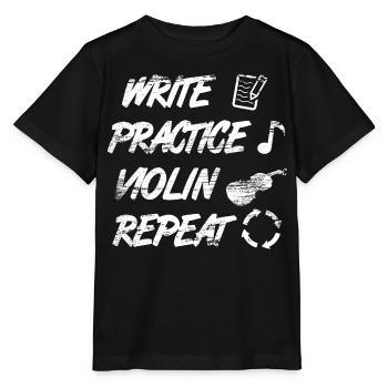 Pratique de l’écriture, répétition du violon - T-shirt bio MINI CREATOR Stanley/Stella Enfant - noir - Devant - Mikhail (115cm)