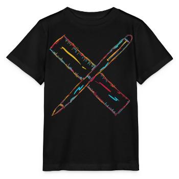 Drawing with pen and ruler - Stanley/Stella MINI CREATOR Kids’ T-Shirt - black - Front - Mikhail (115cm)