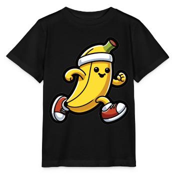 Banana at a running pace - Stanley/Stella MINI CREATOR Kids’ T-Shirt - black - Front - Mikhail (115cm)