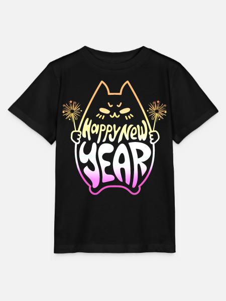 Happy New Year Cat #3 Frohes Neues Jahr Katze - Stanley/Stella MINI CREATOR Kids’ T-Shirt - black