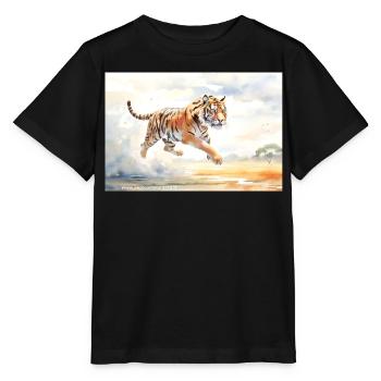 Tiger en action - T-shirt bio MINI CREATOR Stanley/Stella Enfant - noir - Devant - Mikhail (115cm)