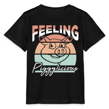 Feeling piggylicious lustiger Bauer - Stanley/Stella Kinder T-Shirt MINI CREATOR  - Schwarz - Vorne - Mikhail (115cm)