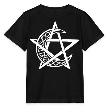 Weißes Mond-Pentagramm - Stanley/Stella Kinder T-Shirt MINI CREATOR  - Schwarz - Vorne - Mikhail (115cm)
