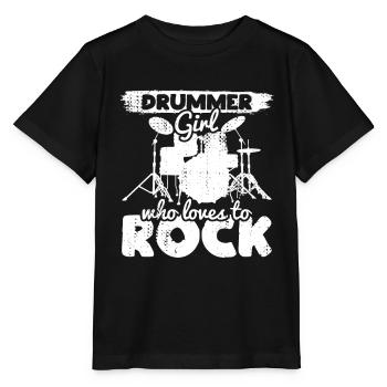 Schlagzeugerin die Rockmusik liebt - Stanley/Stella Kinder T-Shirt MINI CREATOR  - Schwarz - Vorne - Mikhail (115cm)