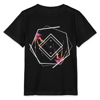 Néon en cadre géométrique en losange - T-shirt bio MINI CREATOR Stanley/Stella Enfant - noir - Devant - Mikhail (115cm)