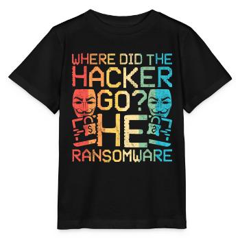 Where Did The Hacker Go? He Ransomware - Stanley/Stella Kinder T-Shirt MINI CREATOR  - Schwarz - Vorne - Mikhail (115cm)