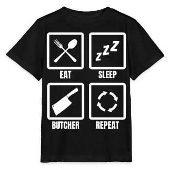 Eat Sleep Butcher Repeat - Stanley/Stella Kinder T-Shirt MINI CREATOR  - Schwarz - Vorne - Mikhail (115cm)